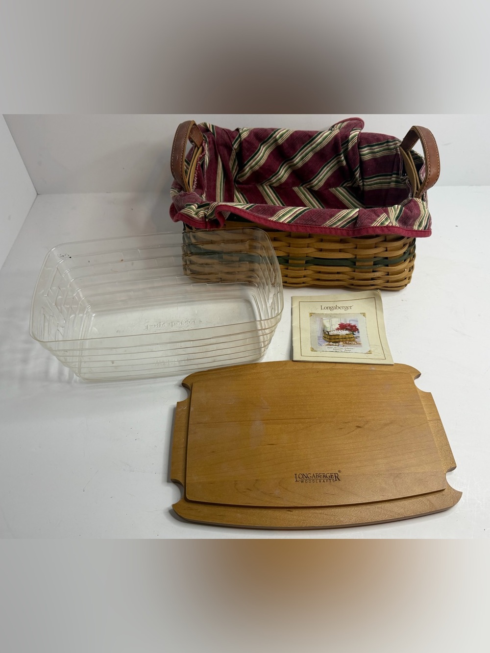 Longaberger 2002 Christmas Traditions Basket Complete Set - Liner Lid Protector